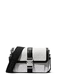 Michael Kors Hudson Aviator Crossbody, Gunmetal-Hardware/Bright White