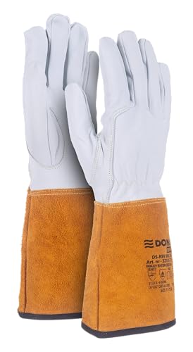DONAU SAFETY Gants de soudeur en cuir pleine fleur de chèvre pour soudage TIG/Kevlar/Taille 9/L / 1 paire/Softouch - Très doux et agréables - Gants de travail en cuir/Gants de protection en