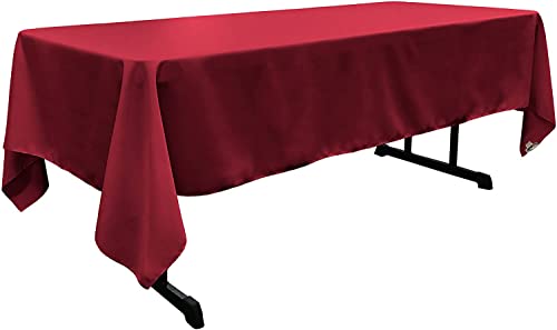 LA Linen Polyester Poplin Washable Rectangular Tablecloth, Stain and Wrinkle Resistant Table Cover 60x102, Fabric Table Cloth for Dinning, Kitchen, Party, Holiday 60 by 102-Inch, Cranberry