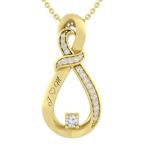 LWXIE Personalized Diamond Necklace for Women 925 Sterling Silver Custom Engravable Diamond Pendant Necklace Lab Grown Diamond Jewelry Gifts, Gold