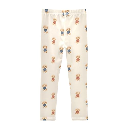 Brown Dogs Pattern Girls Leggings Soft Comfortable Athletic Leggings Dancing Pants for 4-10 Years2