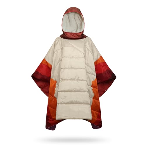 hotkoko Camping Blanket, Poncho Wearable Hoodie Blankets Outdoor Waterproof Windproof