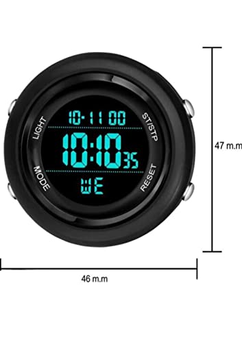 Image of Black Digital Sport Silicone Watch Multifunction Date, Time, Alarm, Led Display Light Day, Stopwatch For Men, Boy, Girls, Women's
