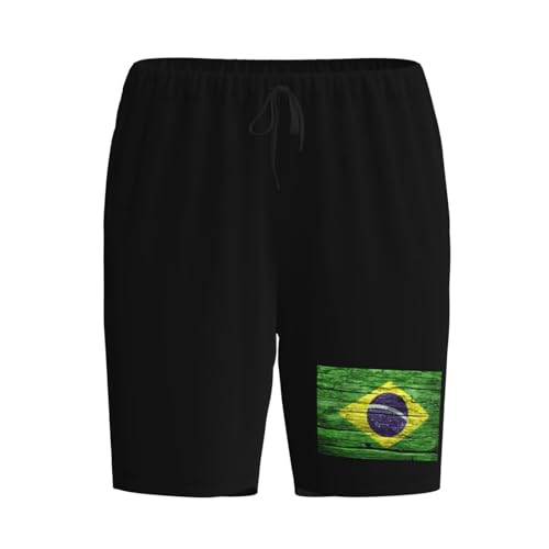 Flag of Brazil Pajama Shorts for Men, Men's Pajama Bottoms, Sleepwear for Summer2