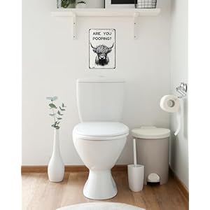 ALKB Funny Highland Cow Are You Pooping Metal Signs Vintage Farmhouse Bathroom Wall Decor Highland Cow Lovers Gift 8 x 12 Inch