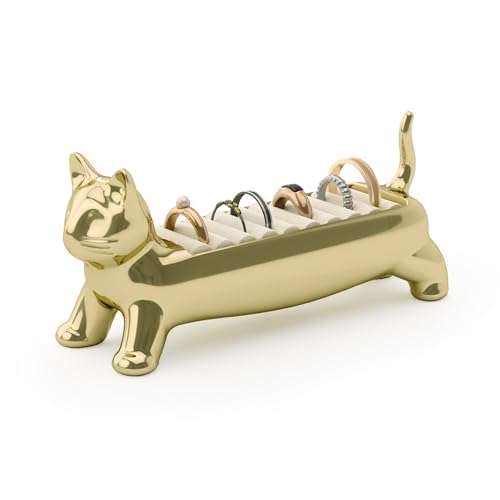 Umbra Cat Ring Holder - Gift for Cat Lovers - Jewelry Storage, Brass