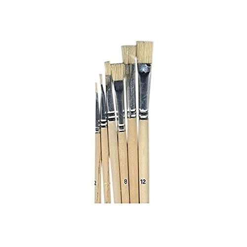 Artemio Pinceaux en Soie de Porc - Bouts Plats - 6 pcs, Bois, Beige, 6, 5 x 1 x 25, 5 cm