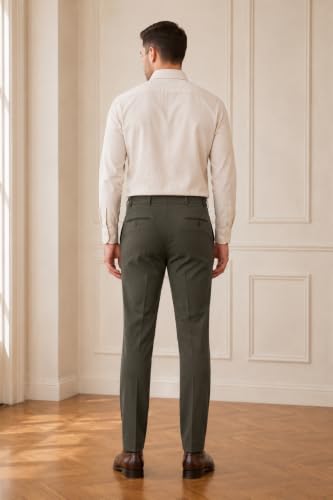 Image of SaintX Men's Premium 4-Way Comfort Stretch Formal Trousers | Smart Sweat Wicking Wrinkle Free Fabric | Smarter Techno Flex Expandable Waistband | Stylish Slim Fit | Daily Office Wear