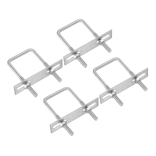 Image of PATIKIL M6x40x80mm Square U-Bolts Kit, 4Set 304 Stainless Steel Square U Shaped Bolts Replacement Parts with Frame Plates and Nuts for Ski Board Sailboat Trailer