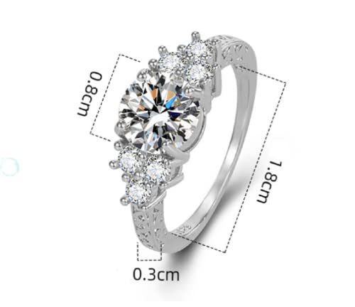 ZDIFDIC Women's Promise Ring Engagement Ring Radiant Cut 925 Sterling Silver Diamond Cubic Zirconia CZ 7-Stone Mossamite Ring Anniversary Wedding Ring Christmas Gift (6#)4