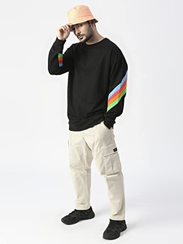 Image of Black Rainbow line Full Sleeved Sweatshirt.