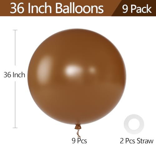 Image of KALOR Brown Giant 36 Inch 9pcs Large Latex Balloons