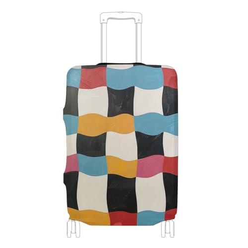 senya Travel Luggage Cover Suitcase Protector Wave Irregular Color Lattice Washable Baggage Covers Fits 22-24 Inch Luggage