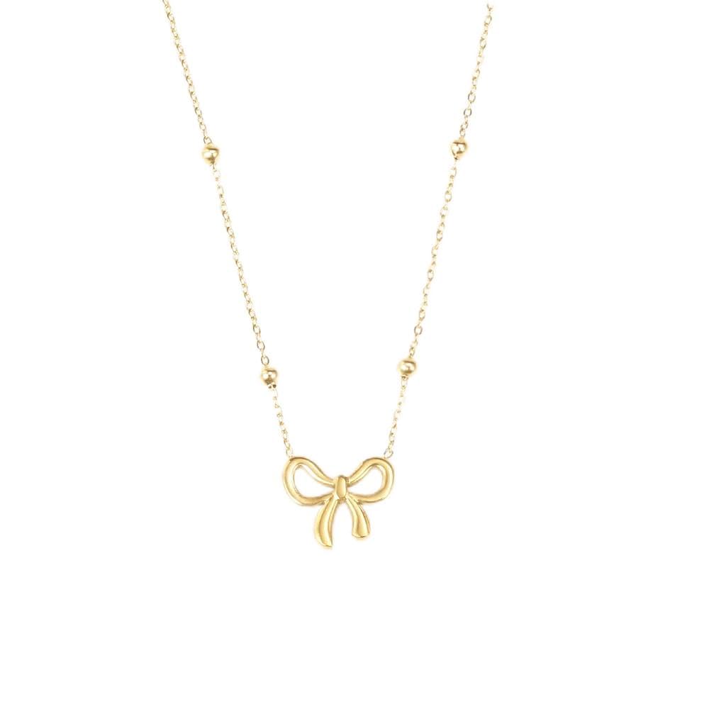 Bow Necklace for Women Bowknot Choker Necklace 14K Gold Plated Ribbon Choker Necklaces Fashion Jewelry Gifts