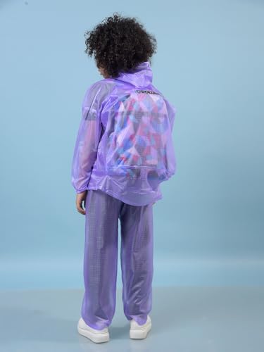 Image of Dollar Kids Waterproof PVC Raincoat Jacket & Pant Set | Zipper & Button Closure | Adjustable Hood & Pocket | Lightweight Full Body Rainwear Suit for Boys & Girls