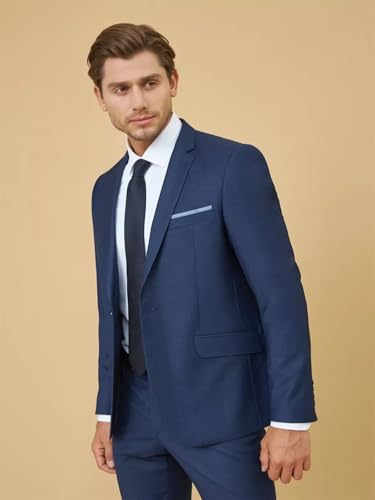 2 Piece Suit Men Classic Fit Men's Suit for Wedding Prom Events 2 Button Solid Notch Lapel Lightweight3