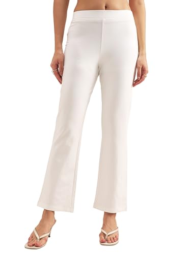 Image of Tokyo Talkies Women's Stretchable Bootcut Pants | High Rise Flared Trousers |Travel & Formal Wear|Workwear Trousers