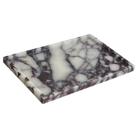 StonePlus Natural Marble Stone Vanity Tray Storage Serving Tray Cosmetics Jewelery Pallet Rectangular (Calacatta Violet Purple) Cover