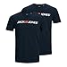 Produktbild JACK & JONES Herren Shirts T-Shirts Logo Tee Crew Neck 2er Pack, Farbe:Blau, Artikel:- Navy Blazer/Navy Blazer, Größe:2XL