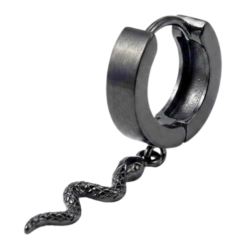 Image of THE MEN THING SNAKLET BLACK - Titanium Steel Hoop Earrings for Men & Boys