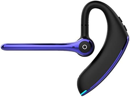 Blue Single Ear Bluetooth Headset Business, Bluetooth 5.0, 13mm Driver, Dual Mic Active Noise Cancelling, Dust & Water Resistant, Fingerprint Touch, 16H Battery for Office Driving Gym
