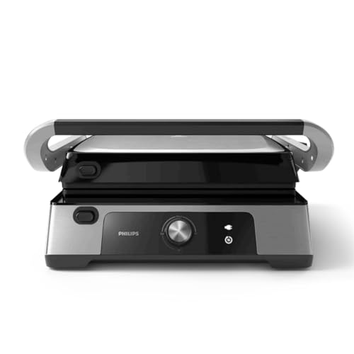 Philips Contact Grill - Adjustable temperature. Large grill surface and High Power performance. Removable Non-stick Plates and grease tray. (HD6301/90), Black - Image 3