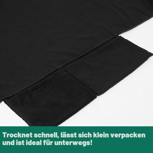 Brentfords Liegestuhl Handtuch für Sonnenliege mit Taschen, Mikrofaser Schnelltrocknend, Schwarz 215 x 75cm – Ansicht 6
