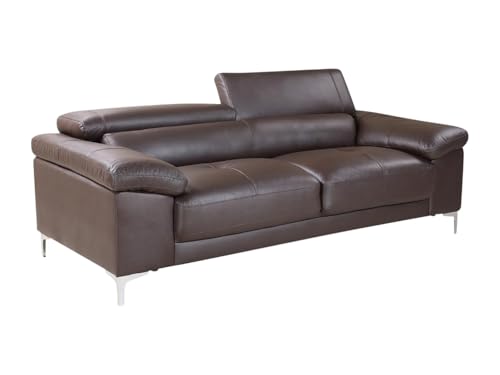 Vente-unique Canapé 3 Places en Cuir Solange - Marron