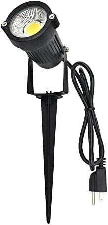 J.LUMI GSS6005 LED Spotlight 5W, 120V AC Line Voltage, 3000K Warm, Metal Construction with Ground Stake, Landscape Spot Light, Outdoor and Indoor Use, 3-ft Cord with Plug, Black
