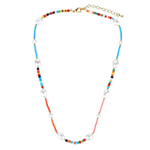 Collier de perles de style bohème pour femme : bijou d'été artisanal en perles naturelles