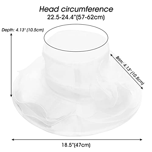 Womens Sun Hat Organza Wide Brim Wedding Hats Ladies Summer Gauze Cap For Church Wedding Party Beach Travel Outgoing #TOP3