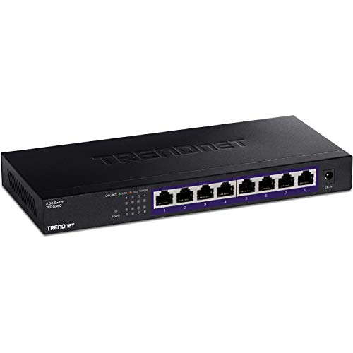 Trendnet 8-Port Unmanaged 2.5G Switch, 8 X 2.5Gbase-T Ports, 40Gbps Switching Capacity, Backwards Compatible With 10-100-1000Mbps Devices, Fanless, Wall Mountable, Black, Teg-S380 #TOP5