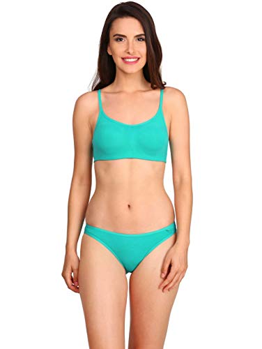 Image of Jockey Women's Wirefree Non-Padded High Coverage Super Combed Cotton Elastane Stretch Beginners Bra with Adjustable Straps Style SS12 Teal 38A