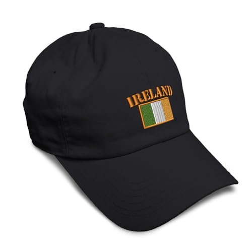 Speedy Pros Soft Baseball Cap Ireland Flag Embroidery Flags World Cup Soccer Twill Cotton Embroidered Dad Hats for Men & Women Black Design Only