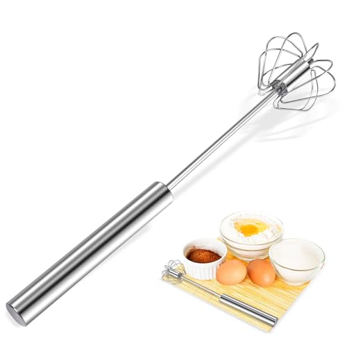 Stainless Steel Egg Whisk, 12 Inch Hand Mixer, Upgraded Semi-automatic Whisk, Ideal For Blending, Whisking, Baking tool, Beating Eggs, Butter & Milk, Suitable For Home Kitchen Use.