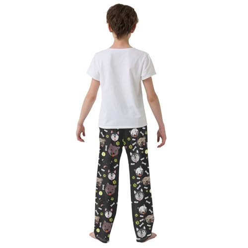 Husky Bulldog Boys Long Pants Soft Trousers Elastic Waist Kids Lounge Bottoms with Pockets S-XL3