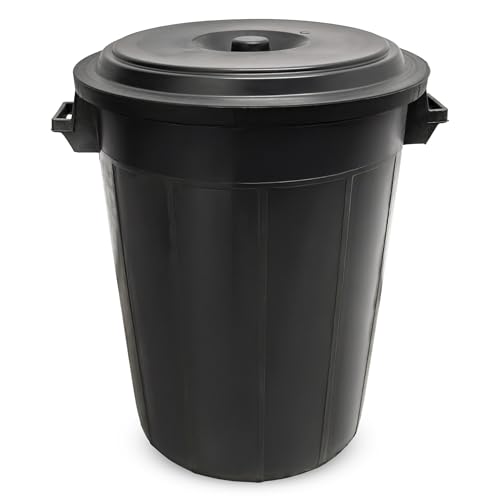 Spetebo Universaltonne 100 Liter mit Deckel - schwarz - Kunststoff und 2 Tragegriffen