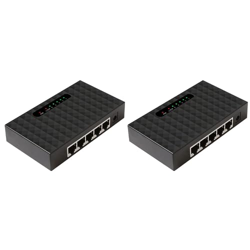 KEALBAUS 2 conmutadores Gigabit de 5 puertos, conmutador Ethernet de red inteligente Vlan, concentrador, intercambio completo o semidúplex