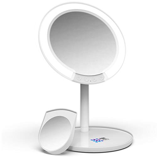 Makeup Mirror with Lights, 66 LED Lighted with Detachable 7X Magnifying Mirror, Tricolor