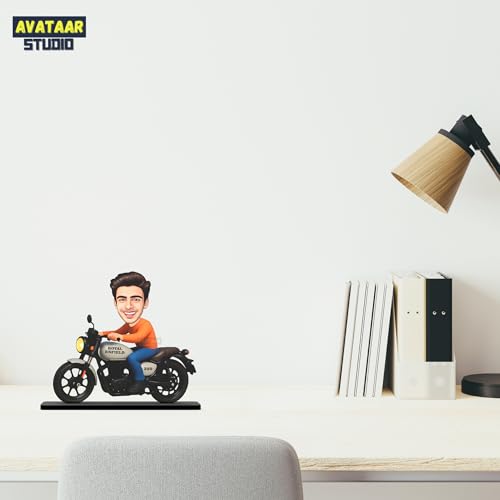 Image of Personalized Motorcycle Rider Caricature Gift Custom Photo Stand Birthday Gift for Husband Boyfriend Friend Unique Biker Cartoon Photo Frame (Motorcycle Rider-3)