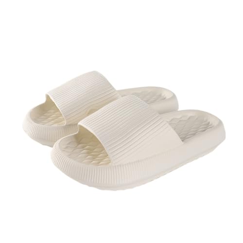 ERLINGO Cloud Sliders para mujeres y hombres, pantuflas antideslizantes para ducha, baño, sandalias de almohada para playa, piscina y uso al aire libre, White, 39/40 EU