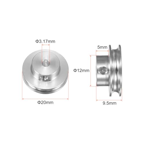 Harfington HTA240115HH000769 V-Type Pulley 3.17Mm Bore 20Mm Outer Dia Single Groove Aluminum Alloy thumb #1