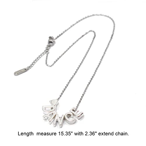 Dance Necklace Dancer Teens Initial Letter Heart Pendant Stainless Steel Chain Dainty Cute Jewelry Gifts Women4