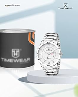 TIMEWEAR Formal Day Date Watch Collection For Men Analogue Men's Watch(White Dial & Silver Colored Strap)-221Wdtg