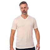 Merino.tech Tee Shirt Homme   T Shirt Sport Homme Merinos en sous Vetement Merinos à Manches Courtes (Medium, Ivory White V Neck)