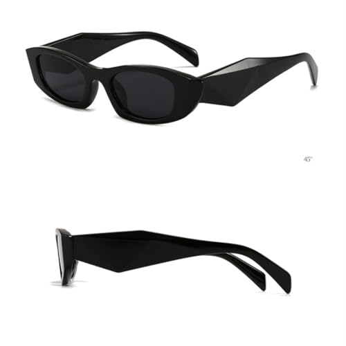 Lunettes de soleil œil de chat au design polygonal bleu et jaune rétro - 4