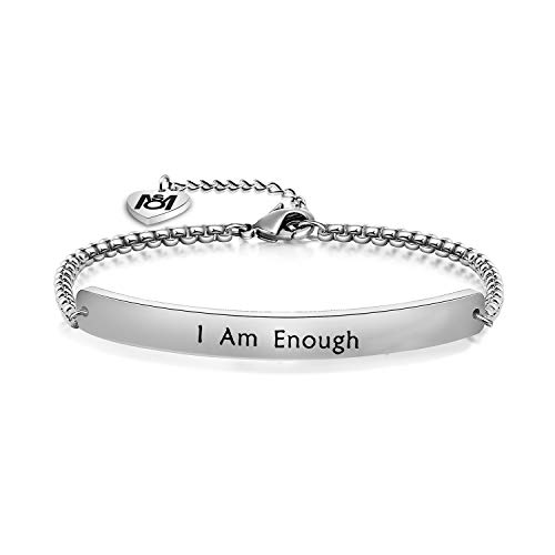 MYOSPARK I Am Enough Bracelet Inspirational Bracelet Identification Bracelets for Her