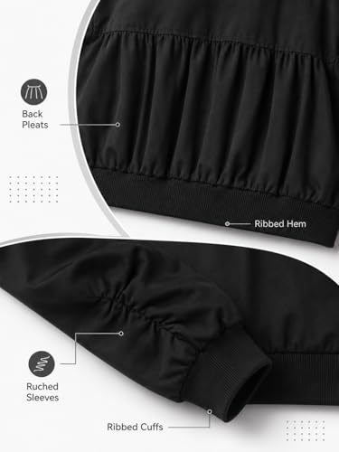Image of WELAKEN Lightweight Multiple Pockets Zip Up Bomber Jacket for Girls Toddler & Kids II Little Girl's Casual Flight Crop Jacket