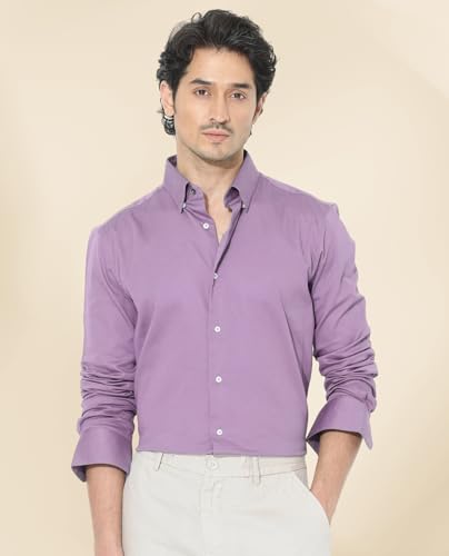 Image of IndoPrimo Men's Satin Shirt with Spread Collar Neck Line Solid Pattern Full Sleeves Regular Fit Western Style and Standard Length