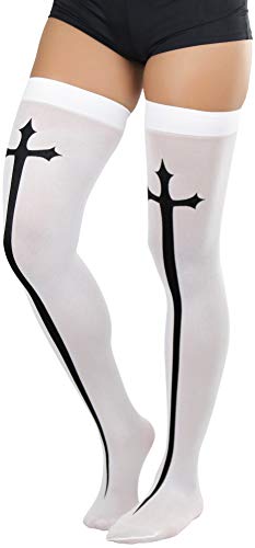 Image of ToBeInStyleWomen's Gothic Cross Opaque Thigh Hi